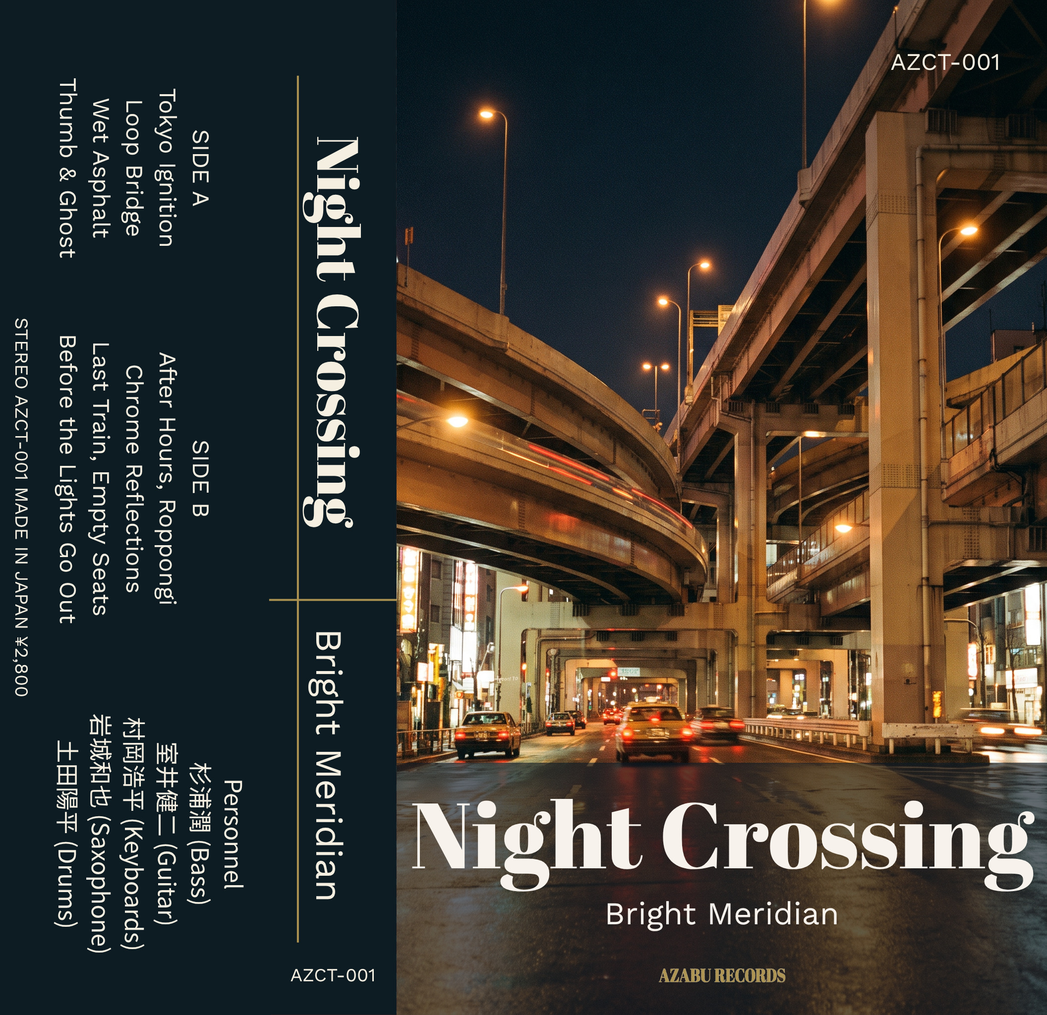 Night Crossing cassette, unfolded jacket